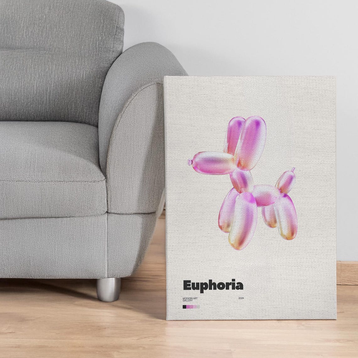 Euphoria Balloon Dog Modern Gallery Iridescent Pink Pop Art Poster