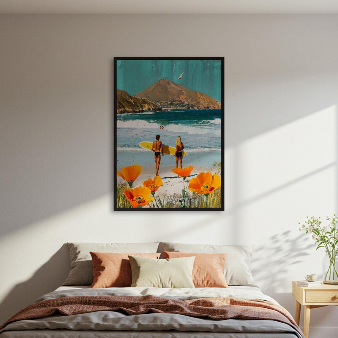 Summer Beach Surf Vintage Collage Poster
