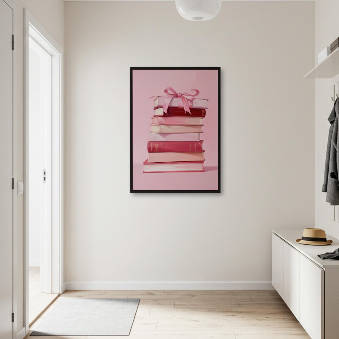 Pink Book Stack, Ribbon Tied Books Poster Print - Image 2