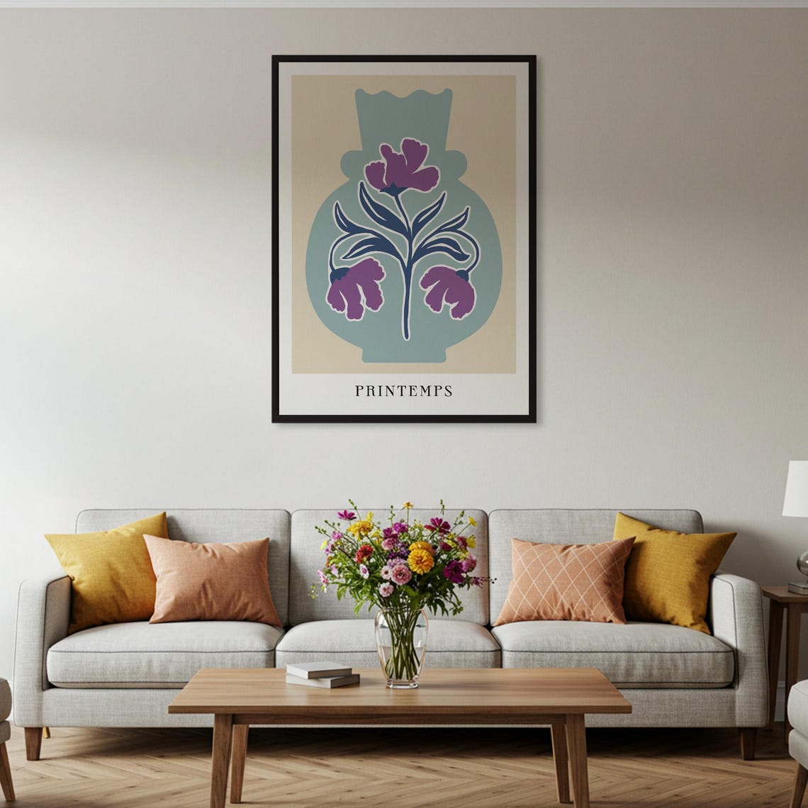 Printemps Purple Flowers Vase Matisse Style Abstract Spring Poster - Image 2