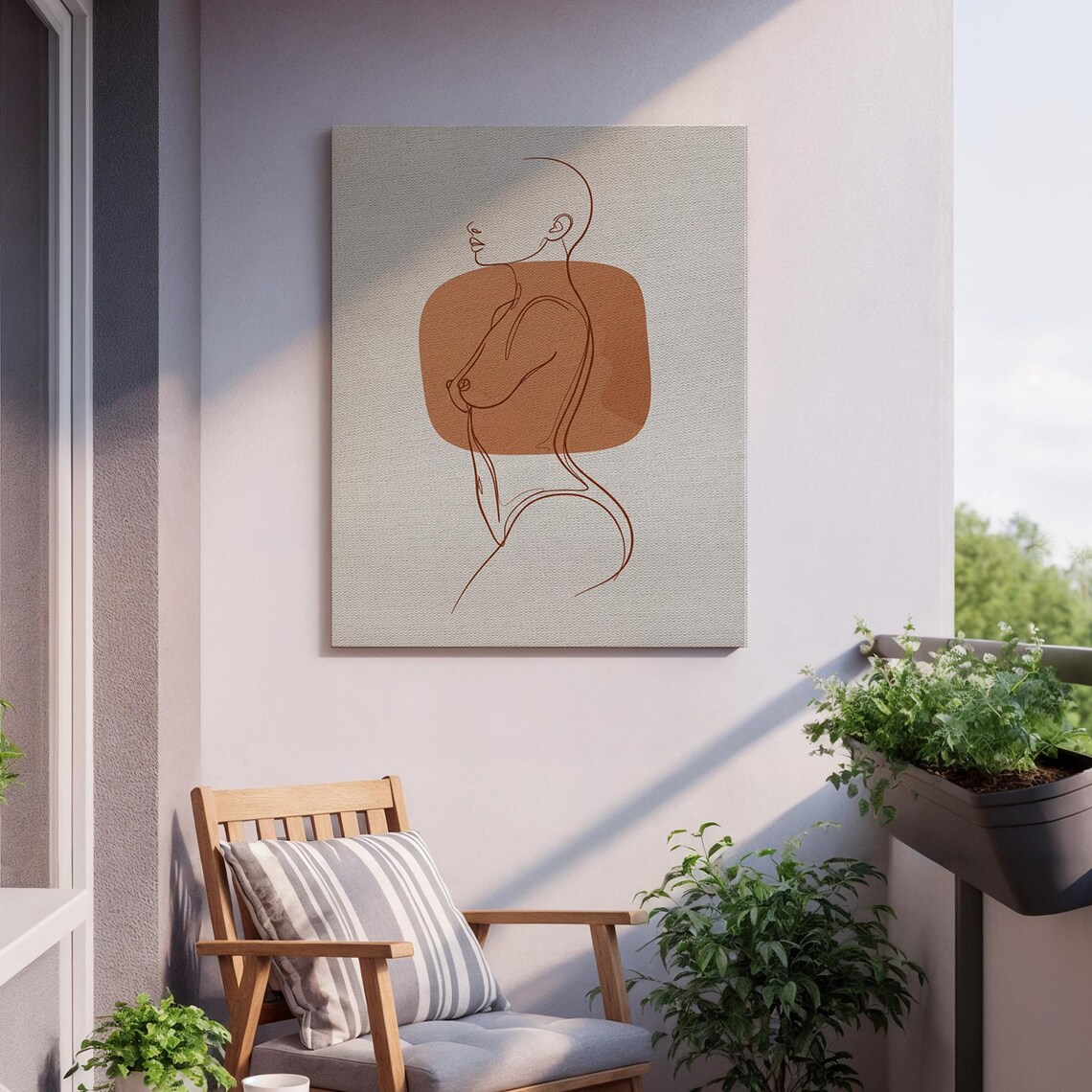 Terracotta Female Figure Line Art Minimalist Woman Body Poster - Image 2