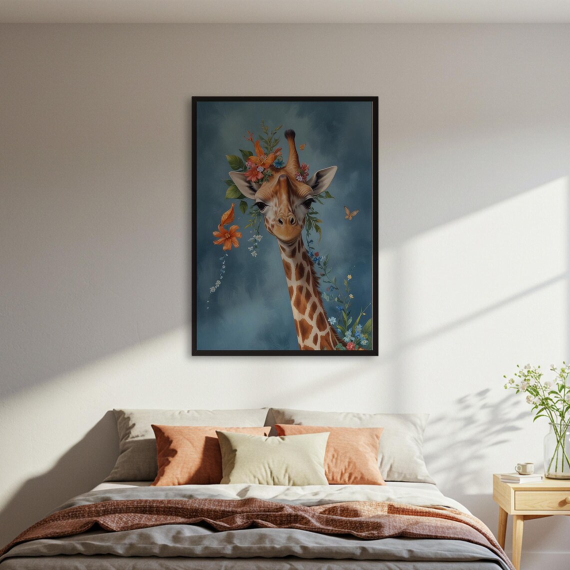 Floral Giraffe, Whimsical Botanical Nursery Decor