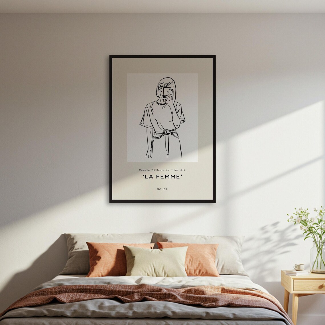 La Femme Minimalist Line Art Woman Mirror Selfie Modern French Poster