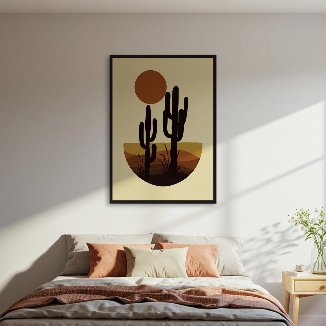 Abstract Desert Landscape, Modern Cactus Art Print