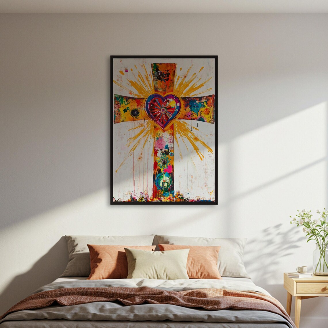 Colorful Abstract Cross, Modern Christian Poster