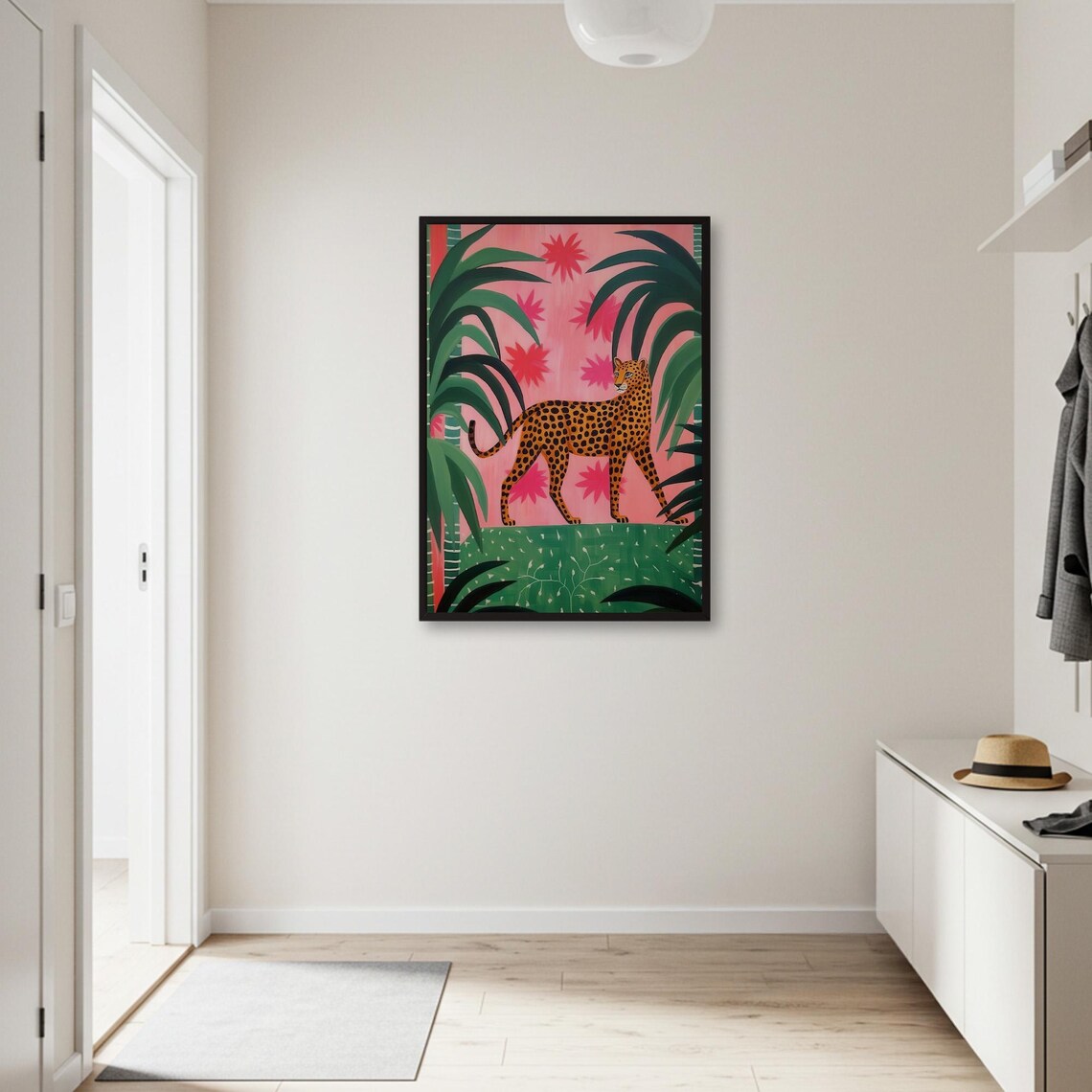 Leopard Jungle Poster Print, Naive Folk Art Animal Decor - Image 2