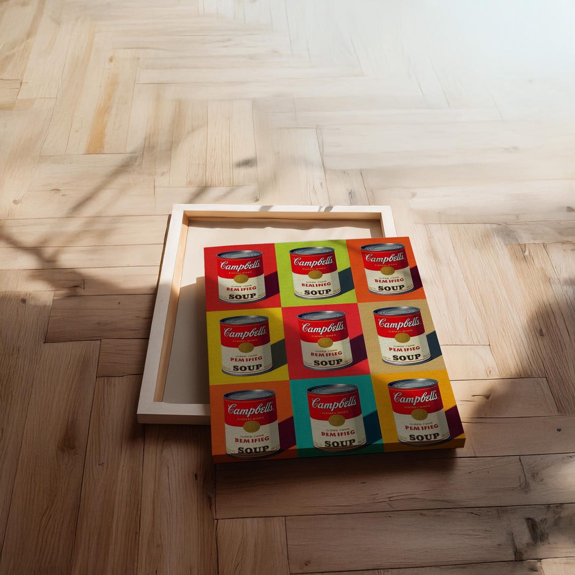 Campbell's Soup Can Nine Panel Colorful Retro Pop Art Grid Poster - Image 2