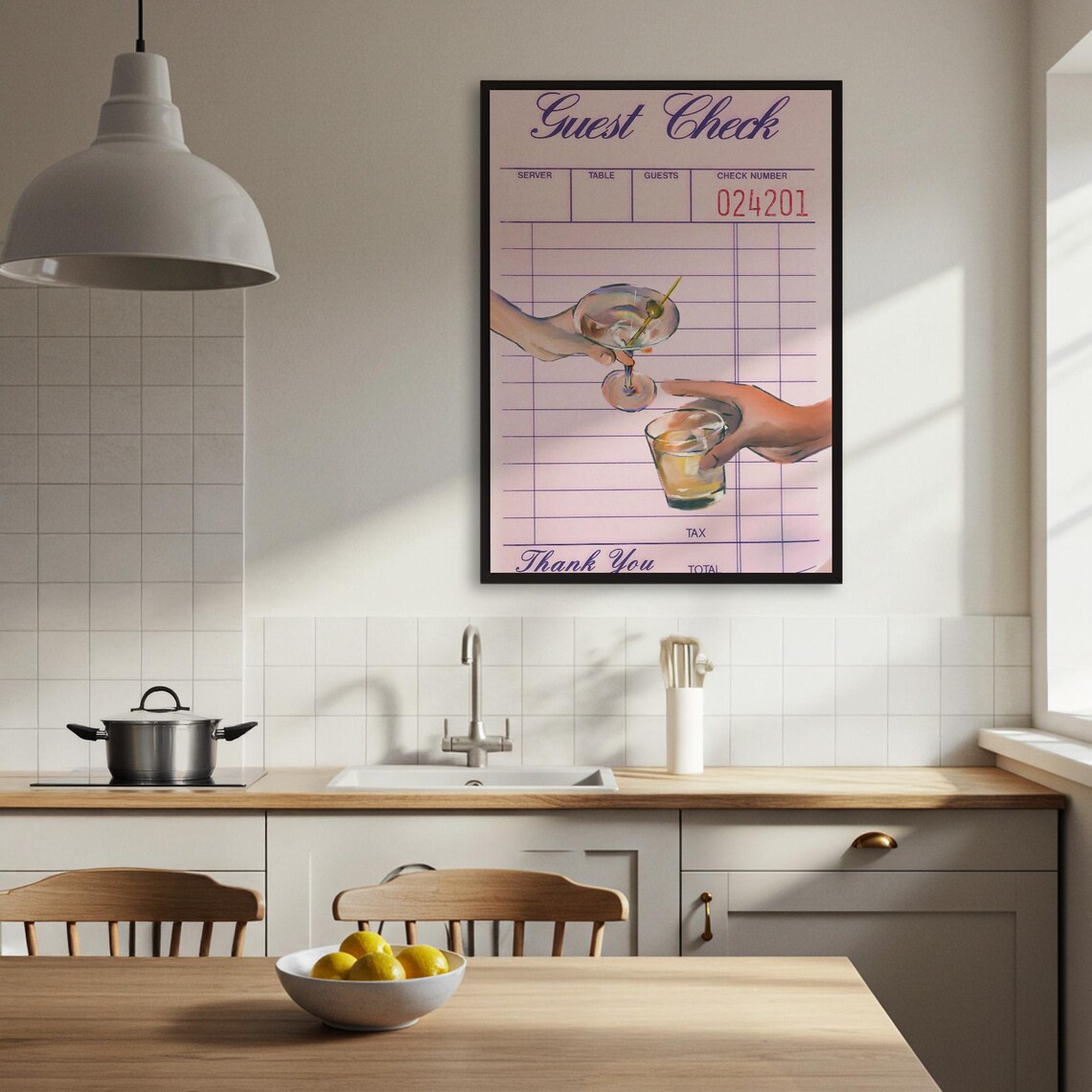 Retro Guest Check Cocktail Toast Vintage Bar Poster - Image 3