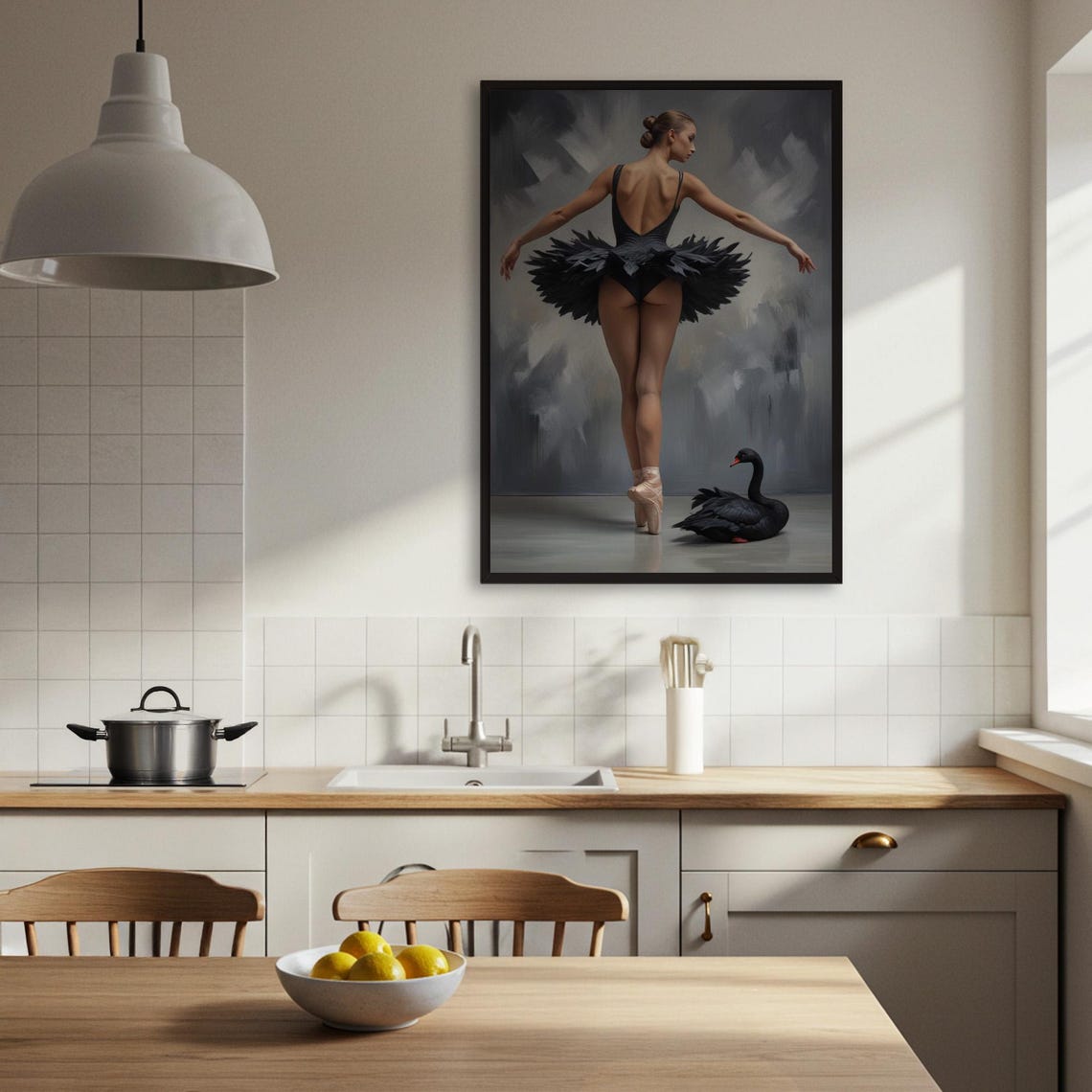 Black Swan Ballerina with Real Swan Dramatic Ballet Dance Poster - Image 4