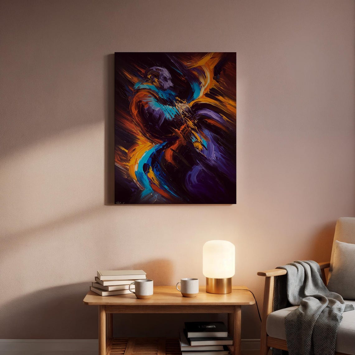 Colorful Saxophone Player Impasto Abstract Jazz Music Poster - Image 2