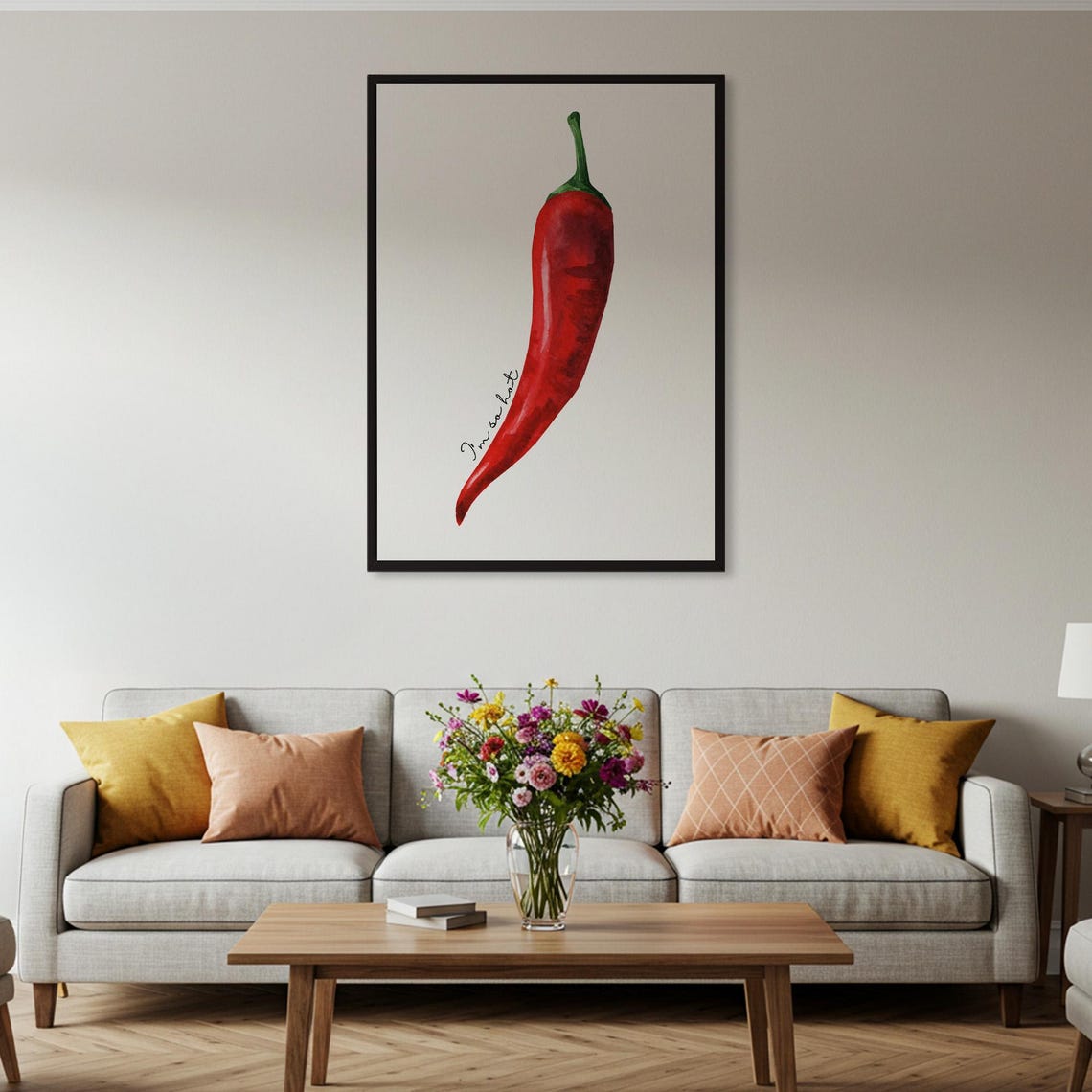 Red Chili Pepper Watercolor I Am So Hot Funny Kitchen Pun Poster - Image 2