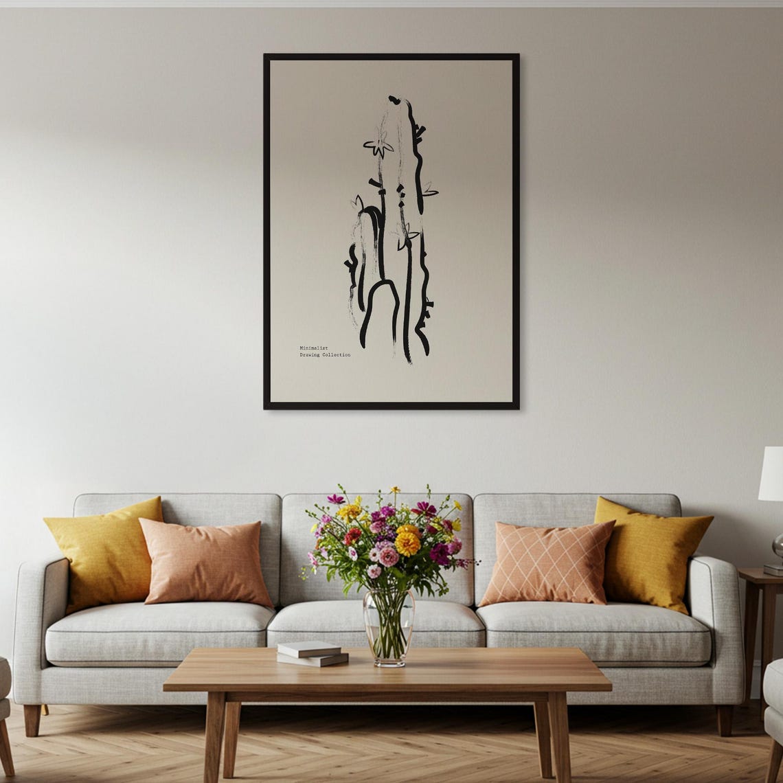 Black Brush Stroke Abstract Minimalist Ink Drawing Art Poster - Image 2