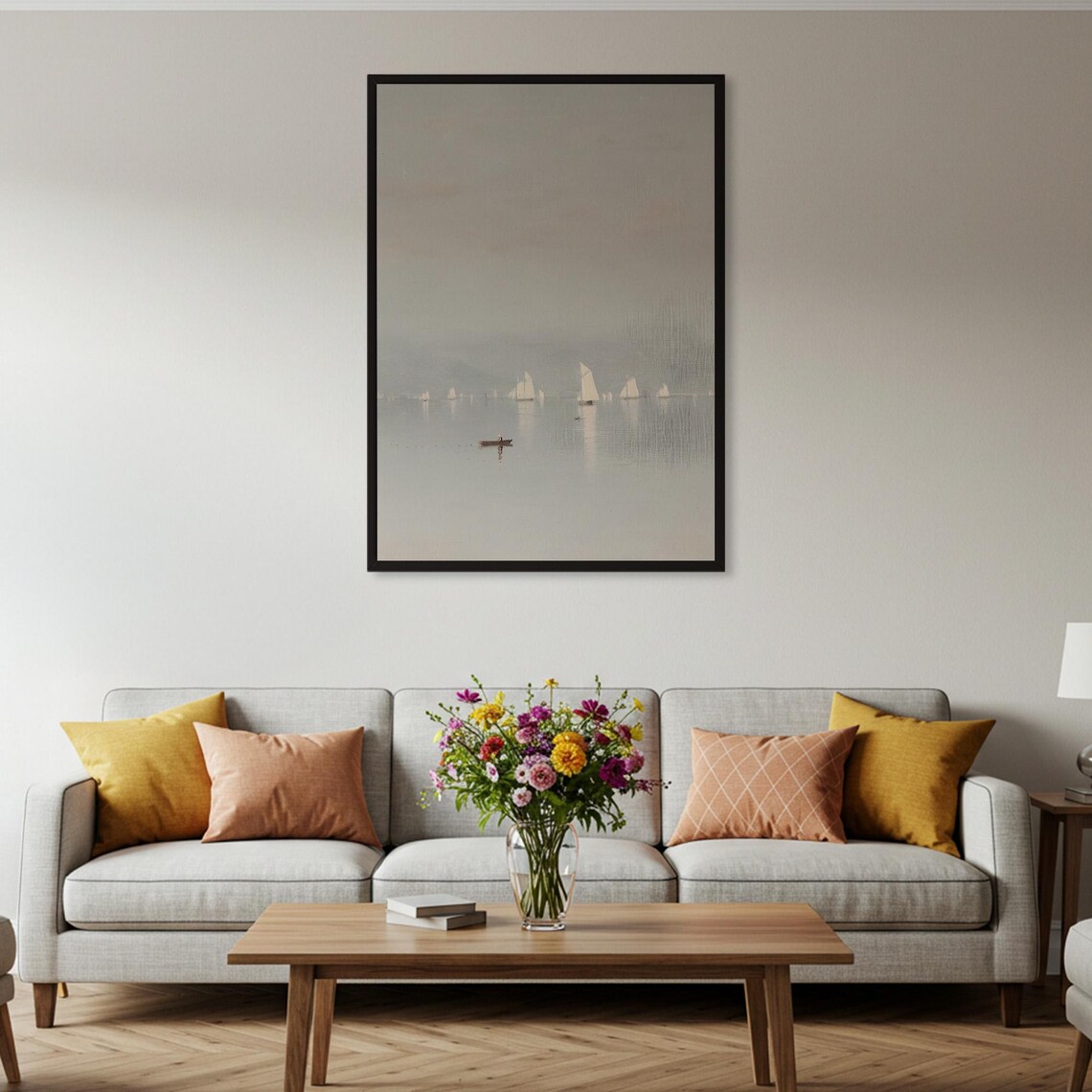 Sailboat Painting, Vintage Nautical Ocean Landscape - Image 4