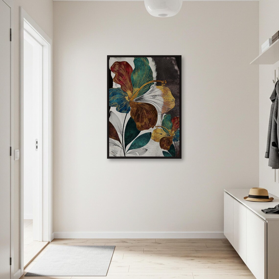 Abstract Hibiscus, Gold Line Floral Art Poster - Image 2