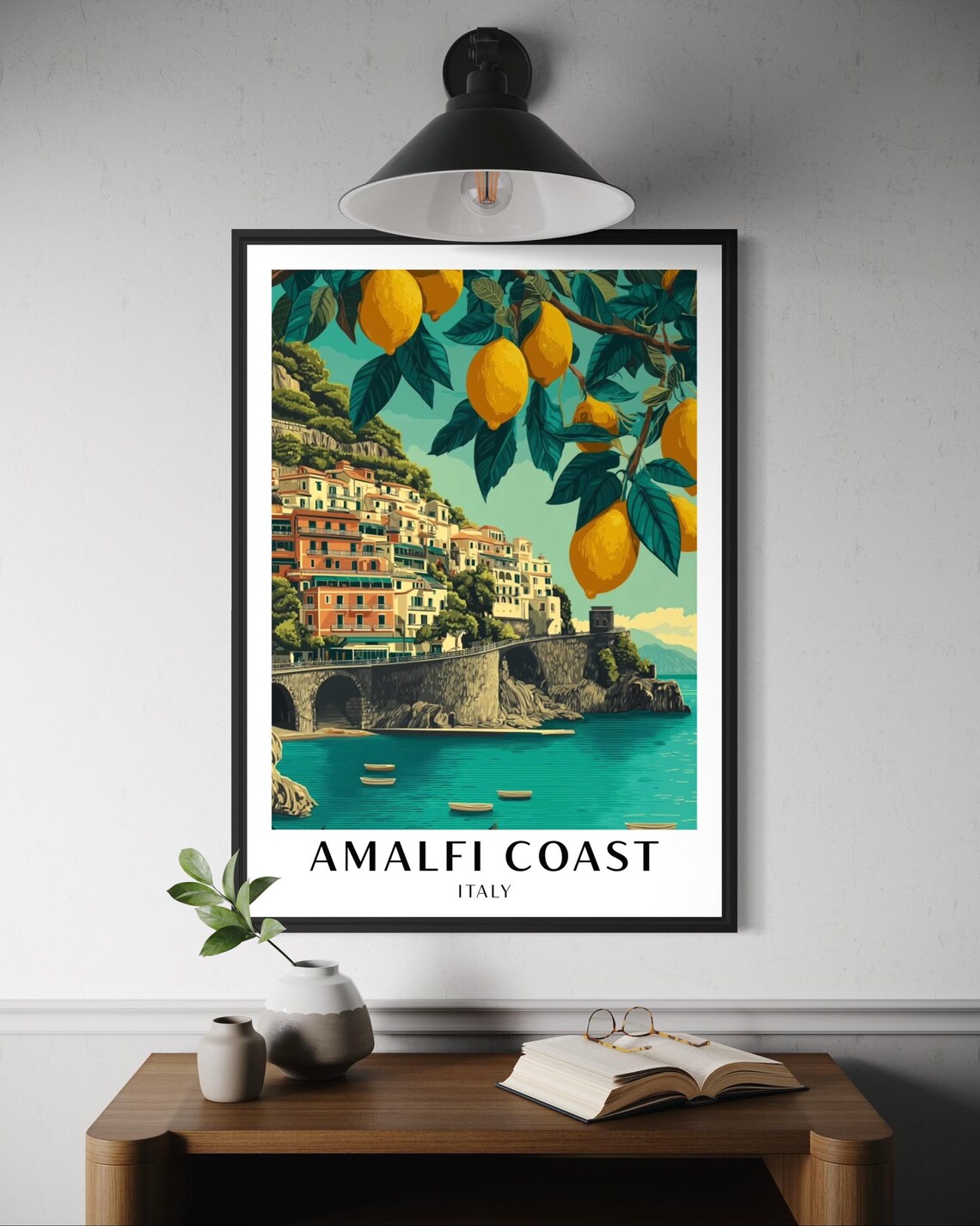 Amalfi Coast Italy Travel Poster, Mediterranean Decor