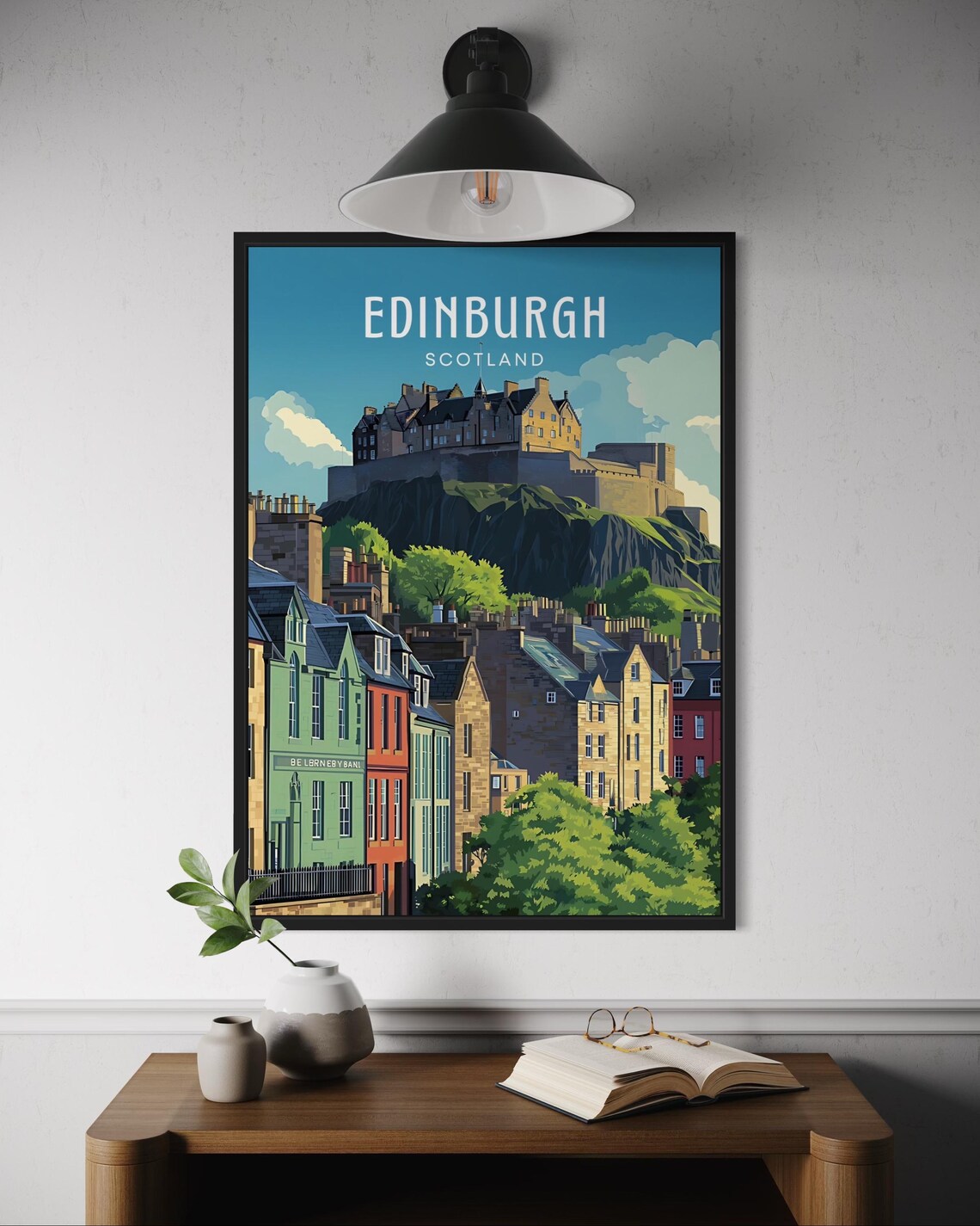 Edinburgh Travel Poster, Scotland Cityscape Print