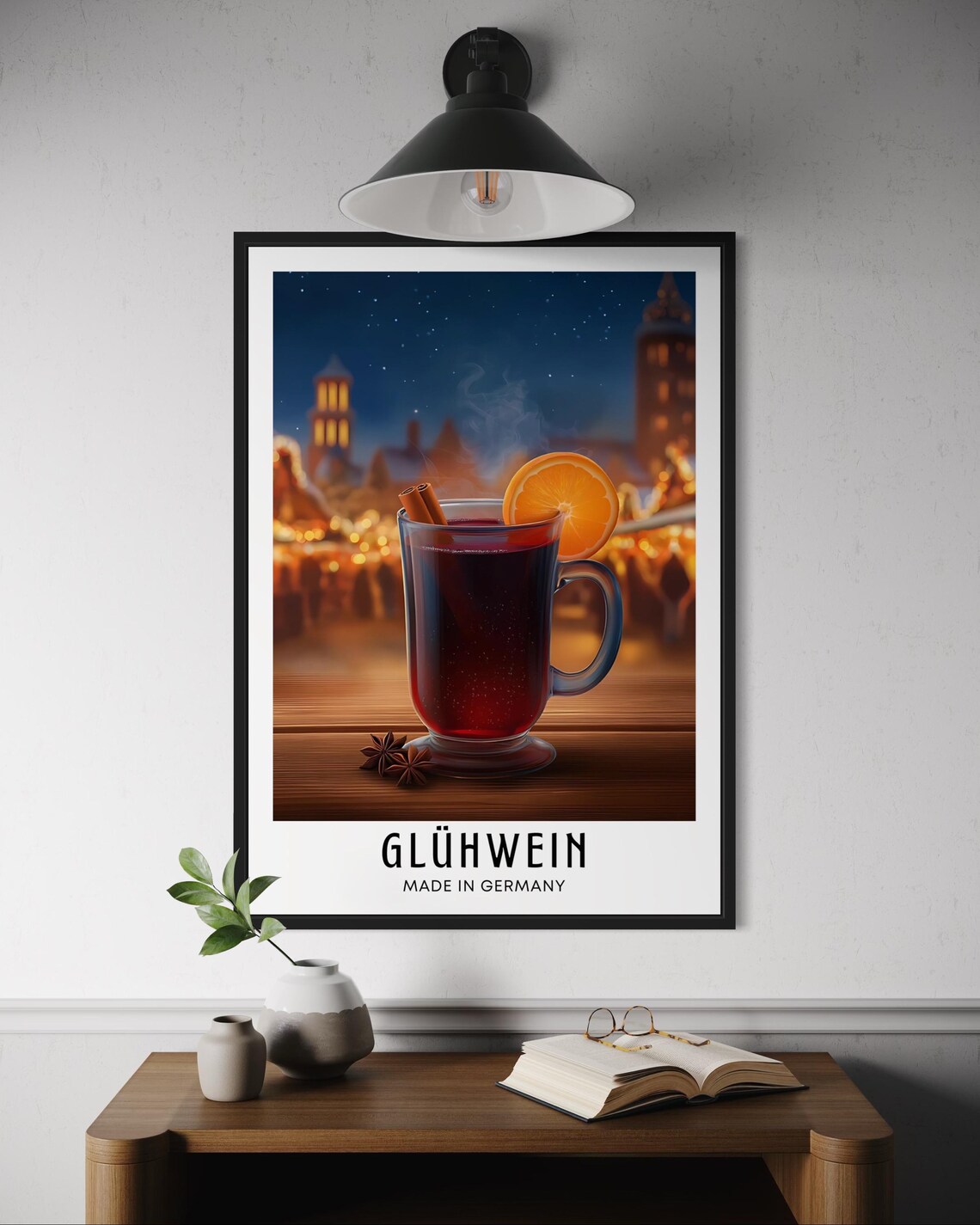 Gluhwein German Mulled Wine Mug Christmas Market Night Spice Poster
