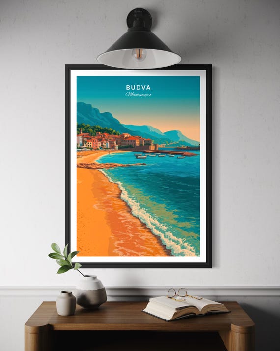 Budva Montenegro Poster Old Town Coastal Wall Art Adriatic Seaside Print Balkan Travel Decor Historic Architecture Europe Beach