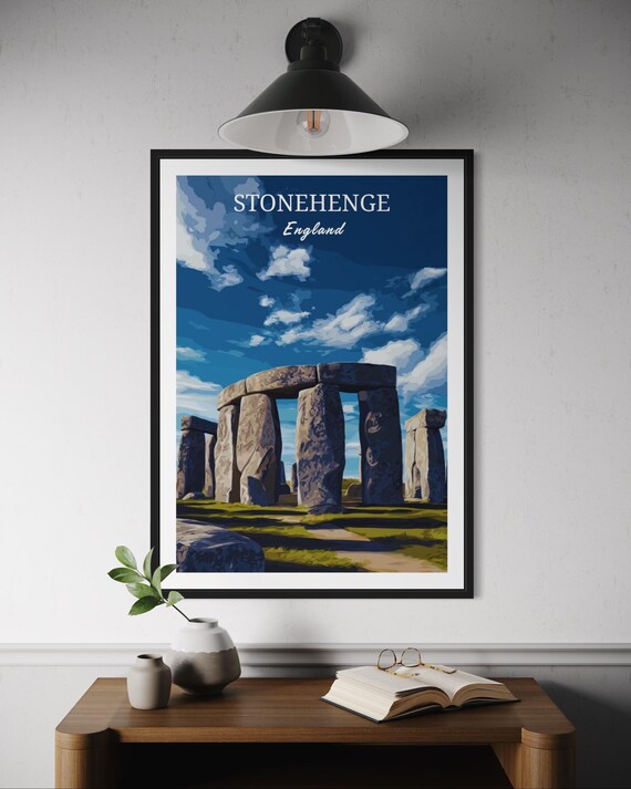 Stonehenge England Travel Poster Ancient Monument Under Dramatic Sky