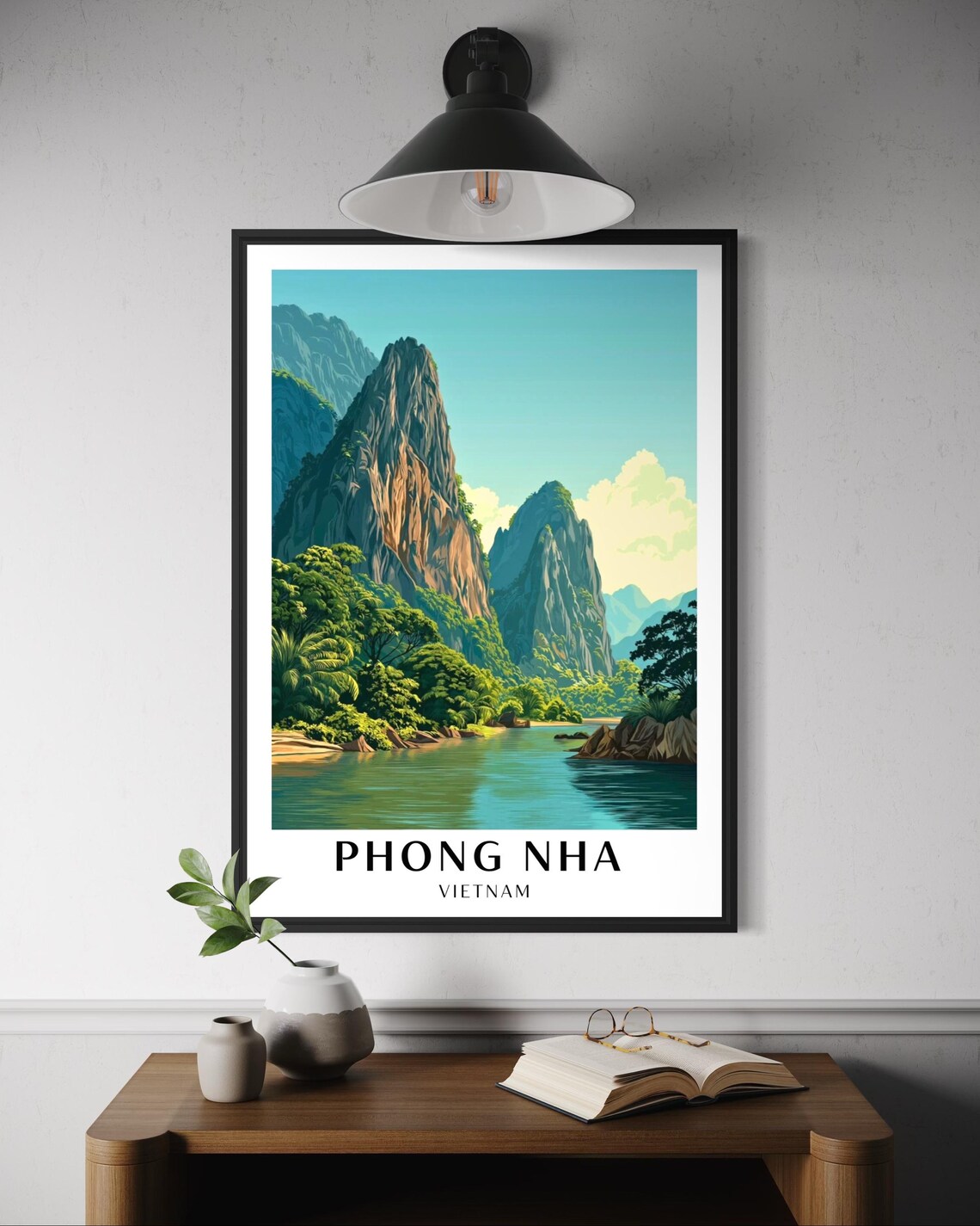 Phong Nha Vietnam Limestone Mountains River Travel Art Poster