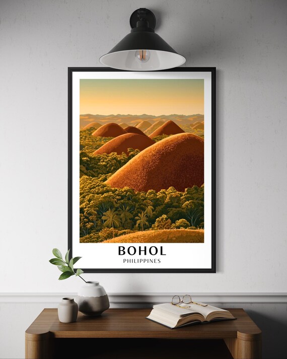 Bohol Chocolate Hills Poster Philippines Travel Print Tropical Wall Art Southeast Asia Decor Nature Illustration Panglao Island