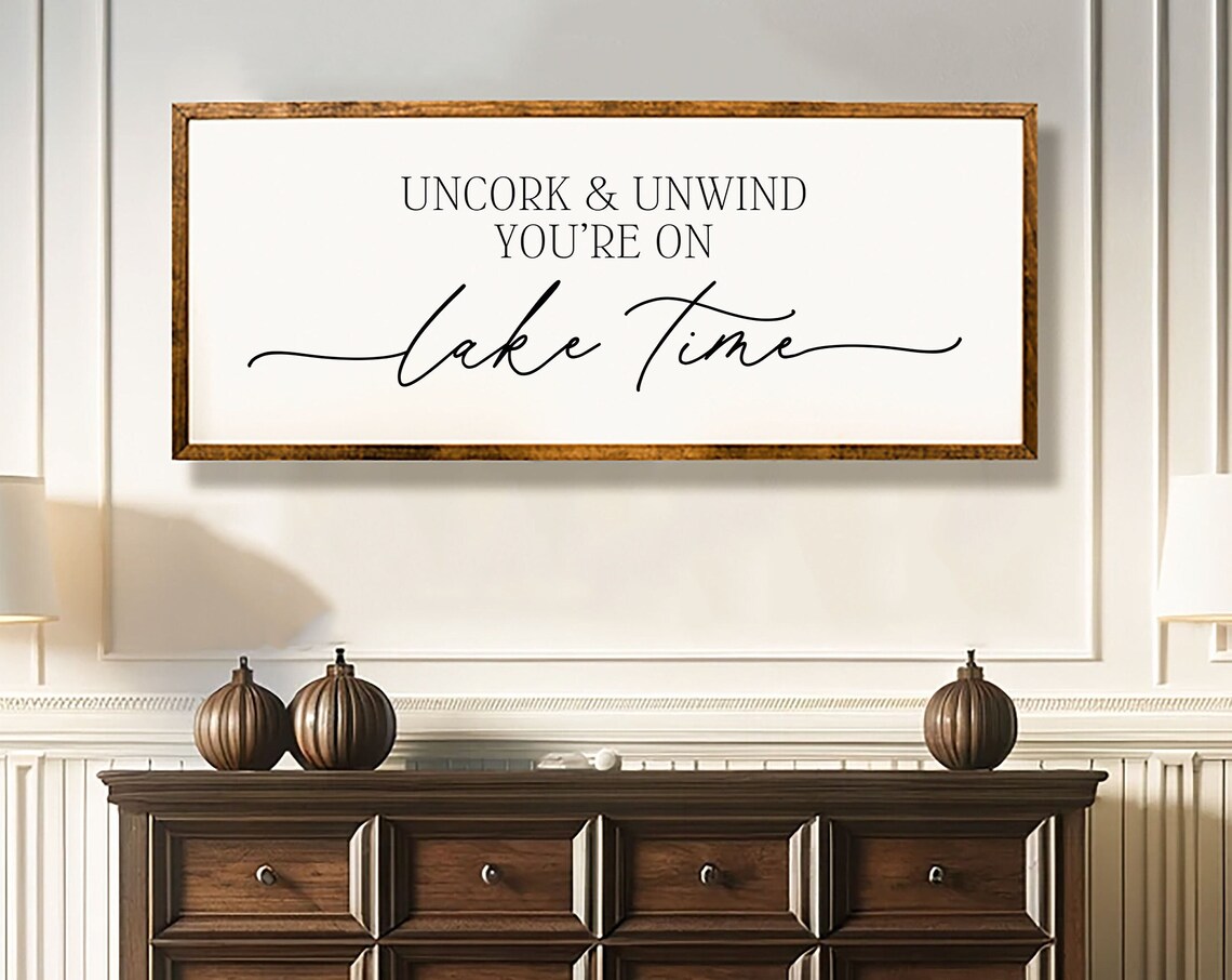 Lake Time Rustic Sign Art Print, Lake Cabin Decor