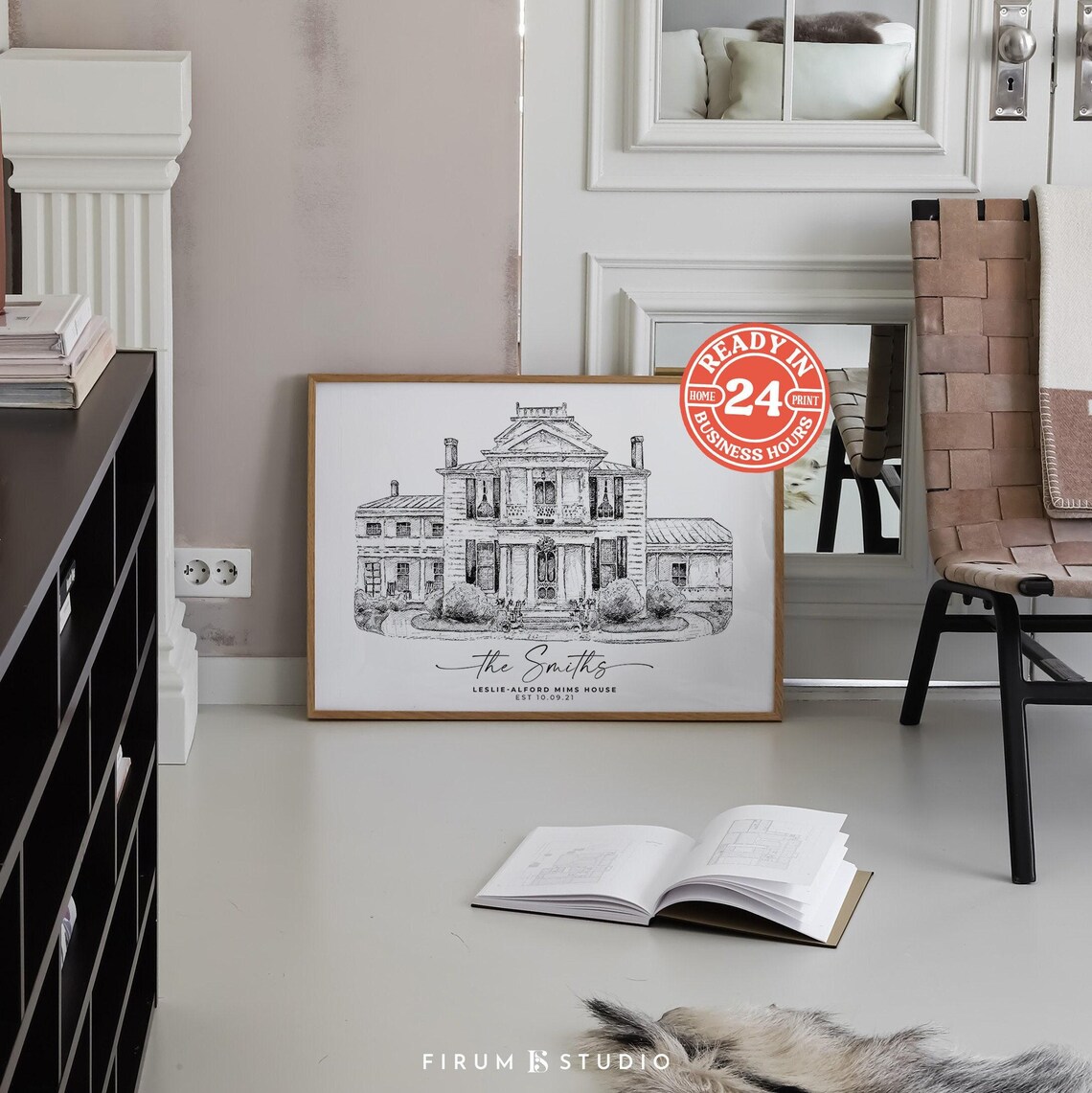 Wedding Venue Sketch Art Print, Couple Gift
