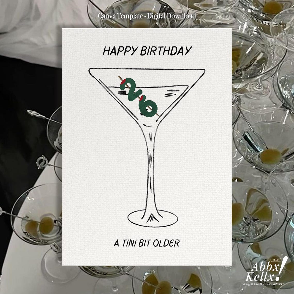 A Tini Bit Older Martini Birthday Card 26th Cocktail Party Poster