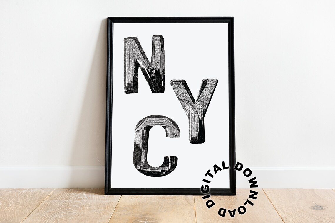 Disco NYC Letters Travel Poster, Trendy Wall Art