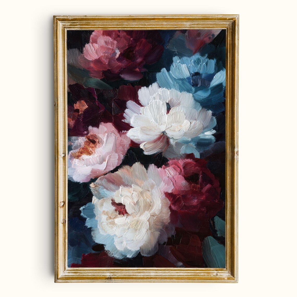 Abstract Floral Print, Vintage-Inspired Flowers