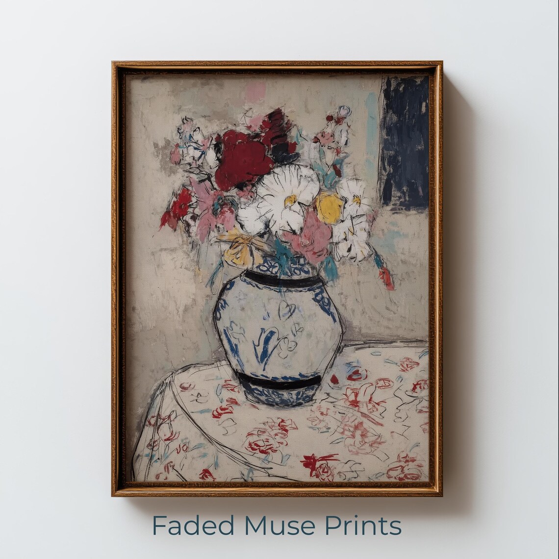 Vintage Floral Still Life Painting Art Print