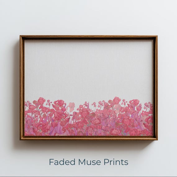 Romantic Pink Wildflower Print Modern Minimalist Botanical Art Digital Download 728