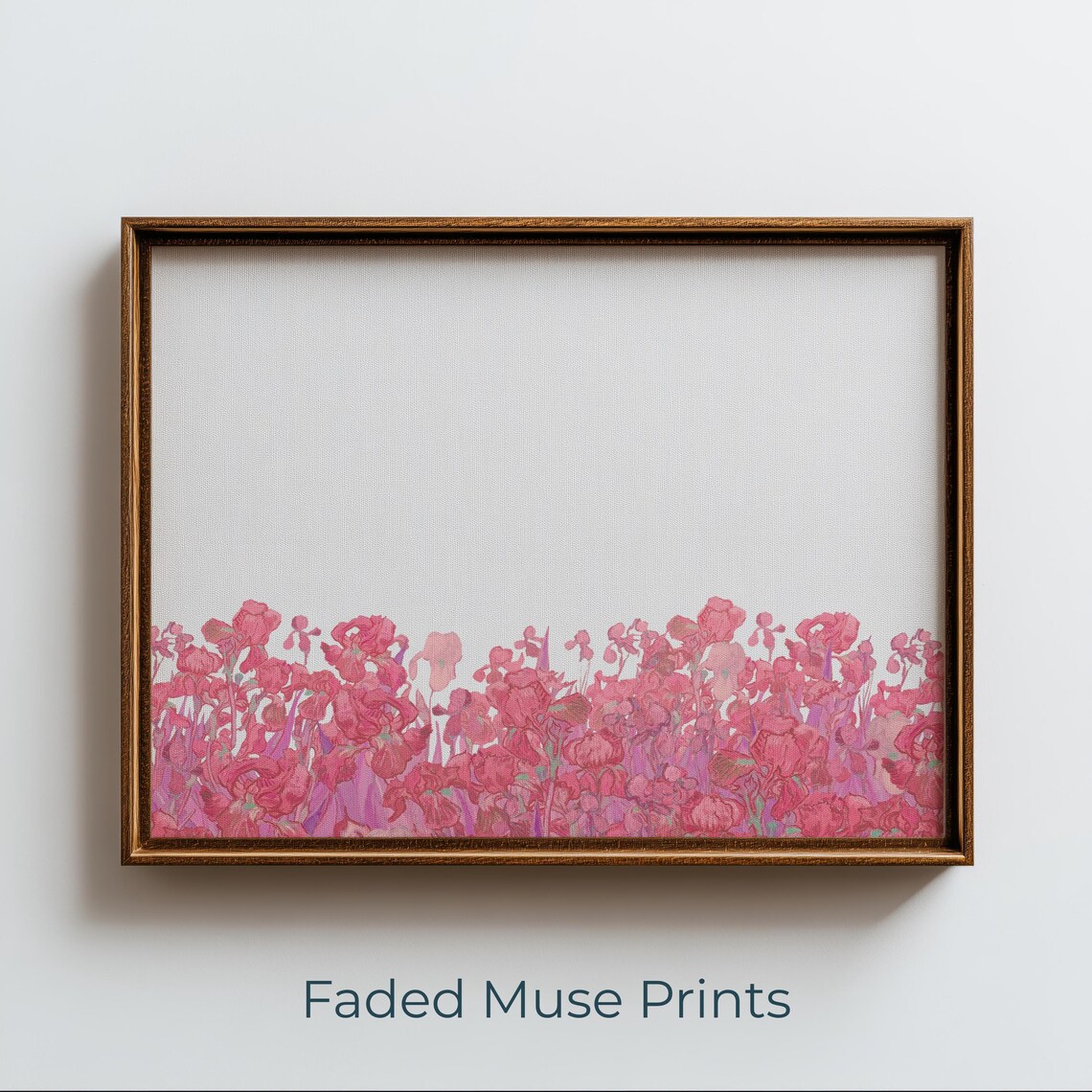 Pink Wildflower Field Minimalist Botanical Watercolor Romantic Floral Poster