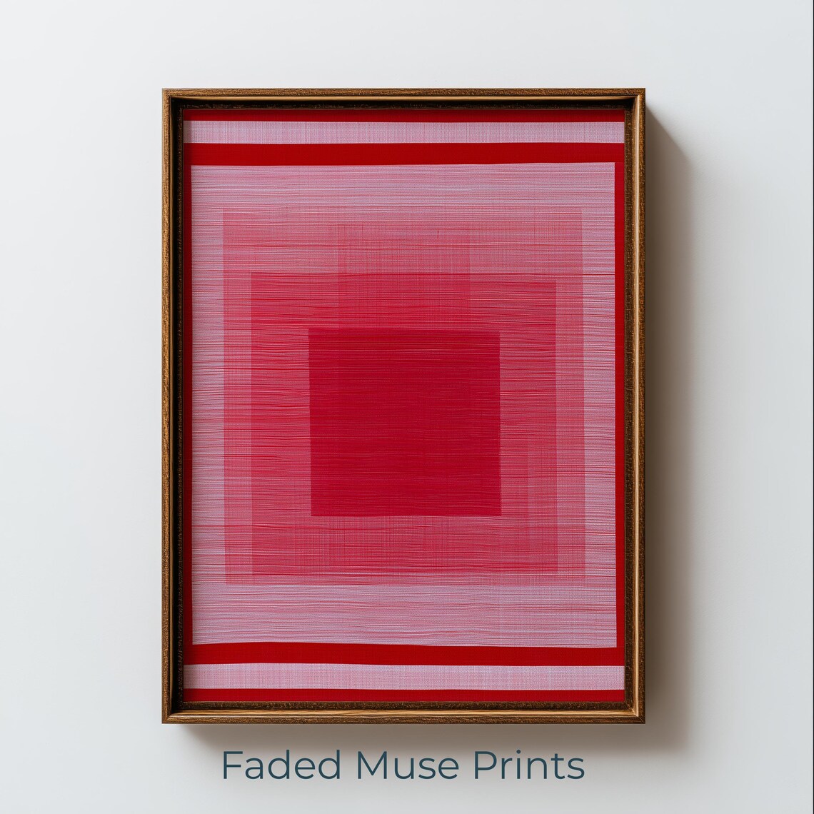 Abstract Red Geometric Squares, Modern Minimalist