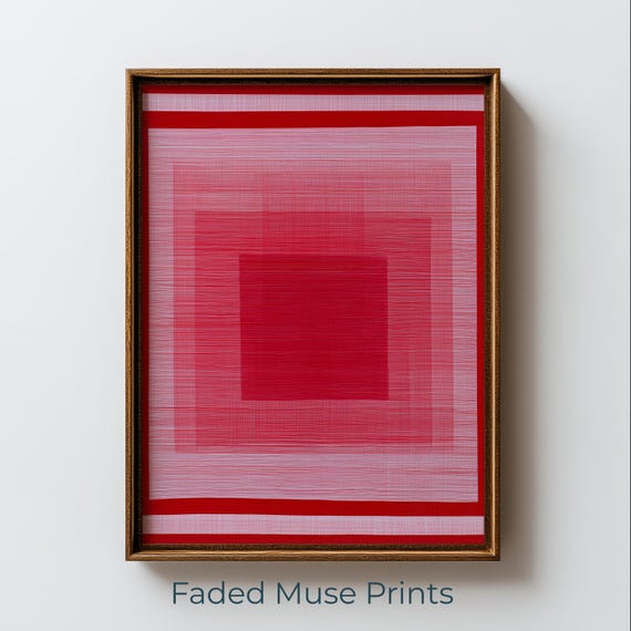 Abstract Red Geometric Squares, Modern Minimalist
