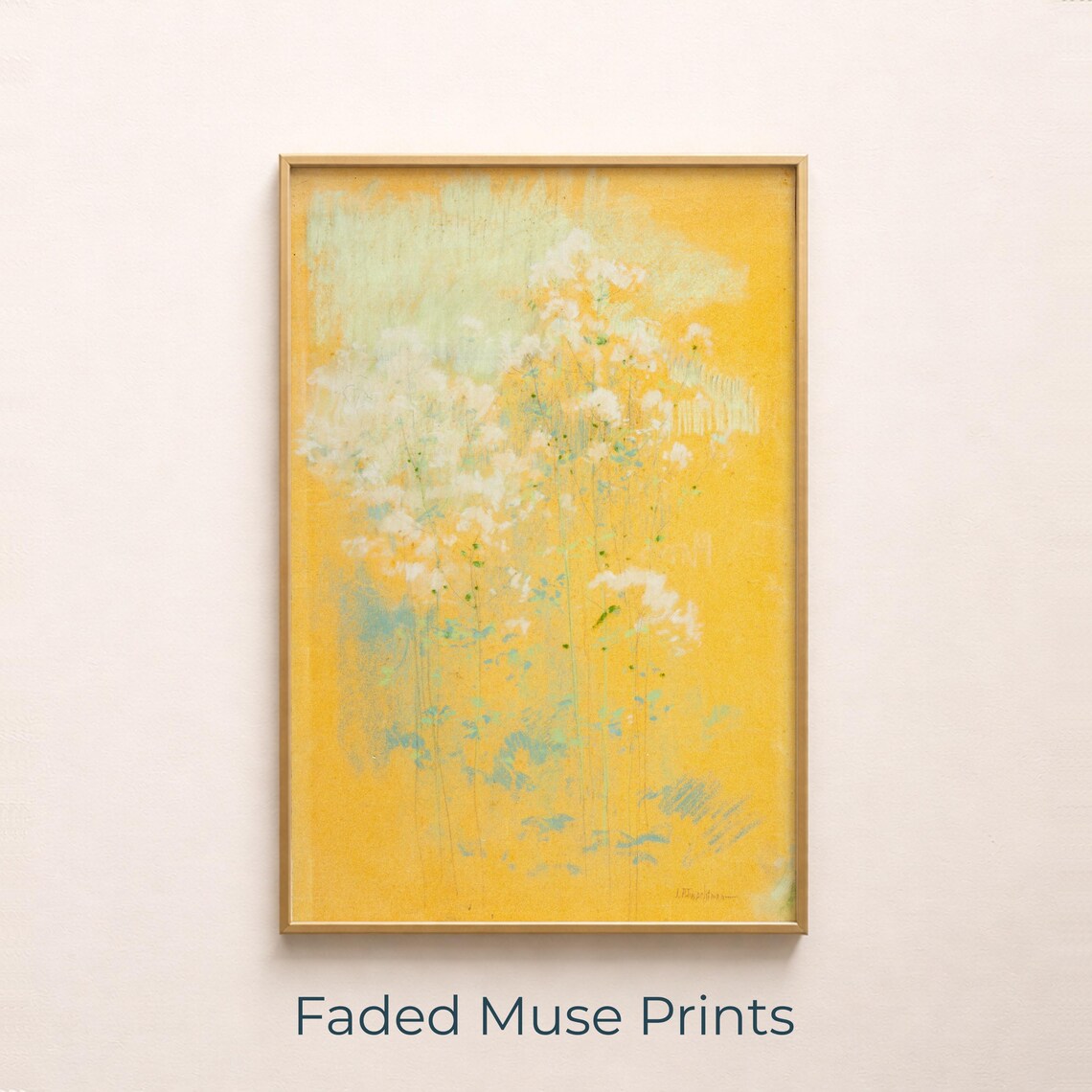 Wildflower Meadow Abstract Yellow Watercolor Soft Impressionist Floral Poster