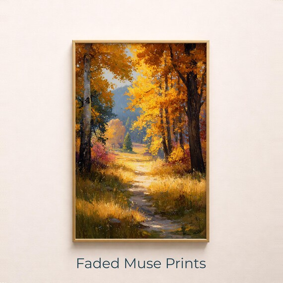 Sunlit Forest Path Through Autumn Woods