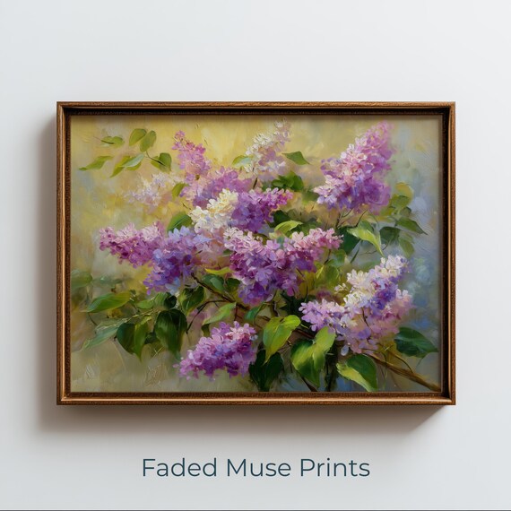 Vintage Lilac Flowers Painting Spring Botanical Printable Wall Art Digital Download 2816