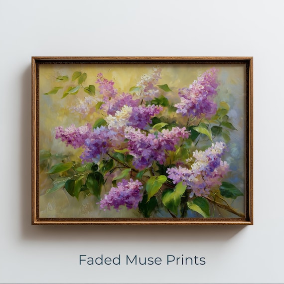 Vintage Lilac Flowers Spring Botanical Oil Painting Soft Floral Poster