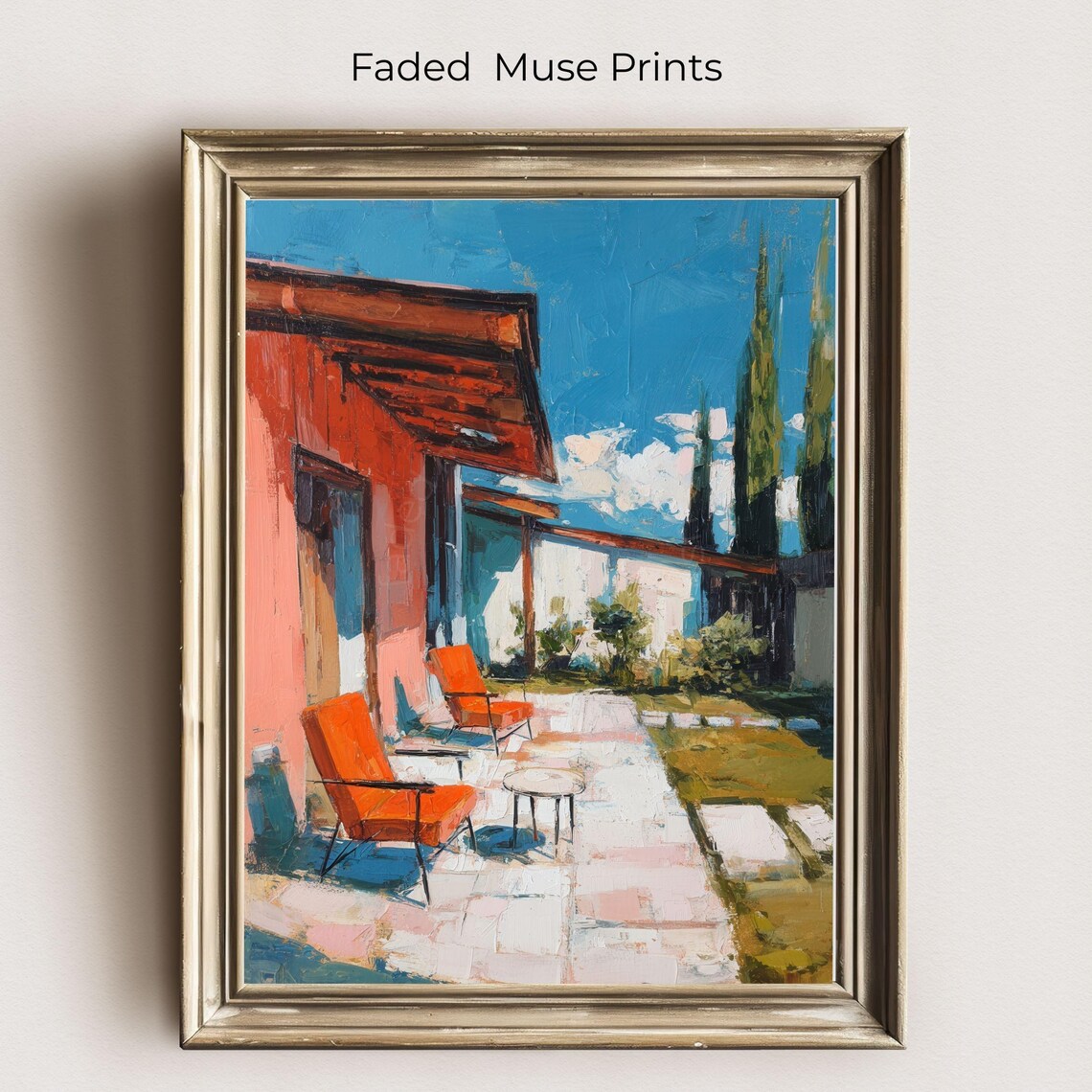 Palm Springs Patio Print Midcentury Modern Art Digital Download