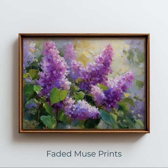 Vintage Lilac Flowers Painting Purple Botanical Printable Wall Art Digital Download 2774
