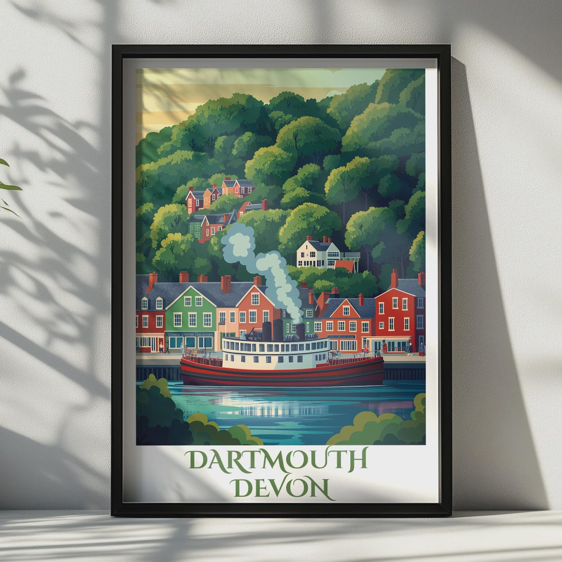 Dartmouth Devon River Dart Ferry Vintage England Travel Poster
