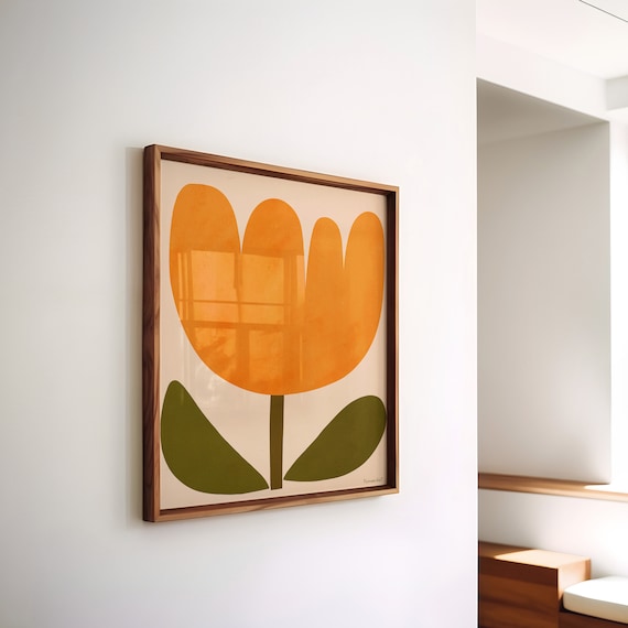 Yellow Tulip Abstract Flower Wall Art Print