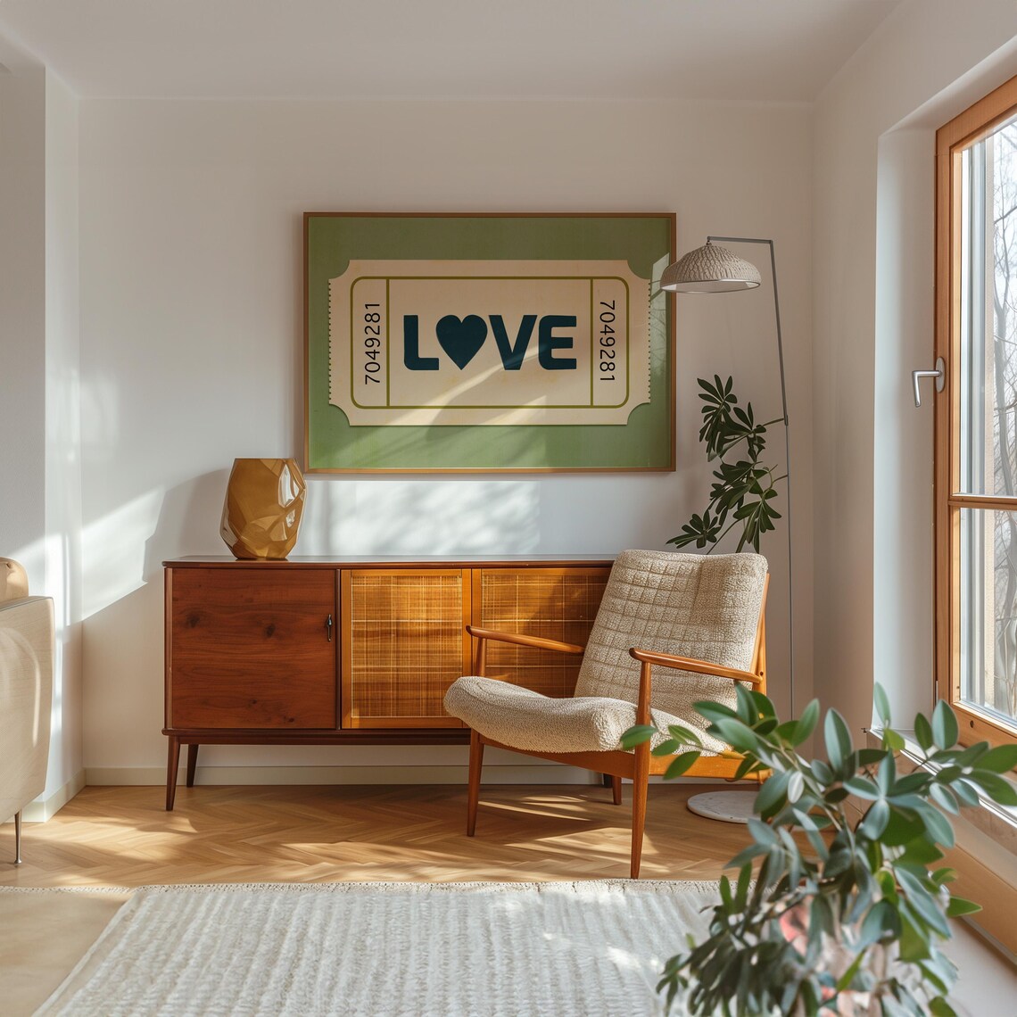 Retro Love Ticket Stub Green Vintage Bedroom Romantic Wall Art - Image 2