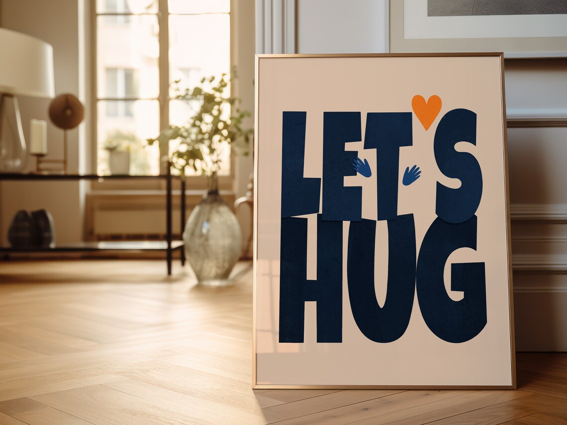 Lets Hug Poster, Modern Quirky Typography - Image 2