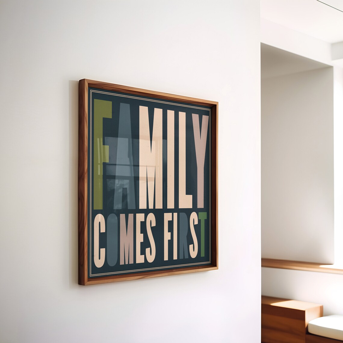 Family Comes First, Trendy Retro Wall Art