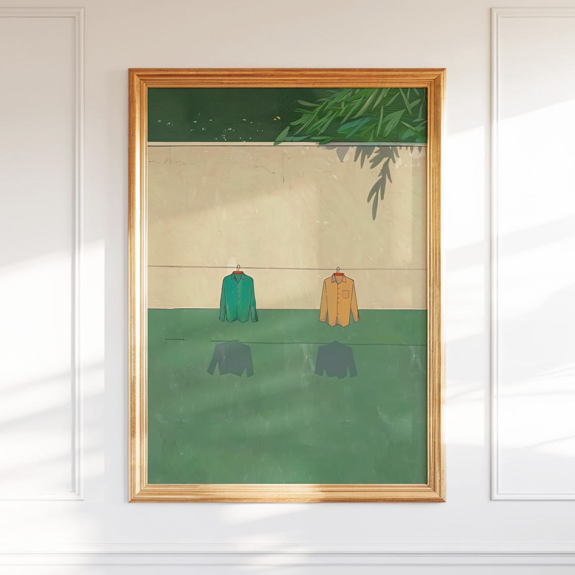 Two Shirts On A Clothesline Minimalist Summer Laundry Day Art Poster