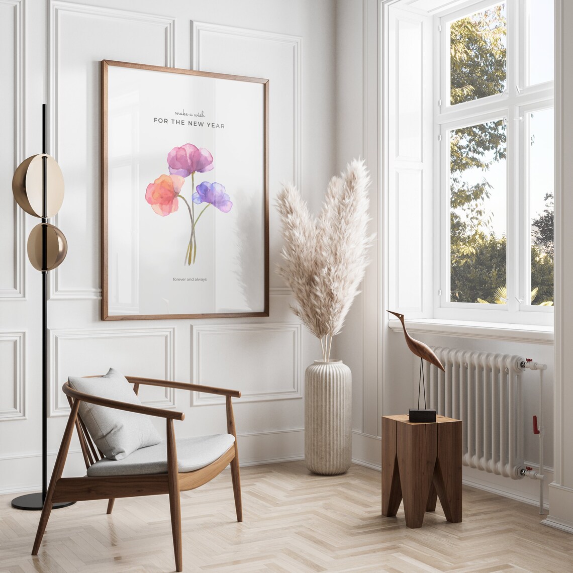 Make A Wish New Year Watercolor Floral Poster Forever And Always Art - Image 2