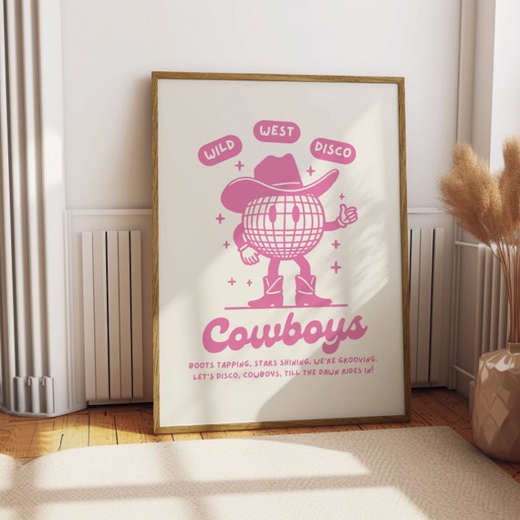 Wild West Disco Cowboys Unframed Poster Retro Fun Art Print For Home Decor