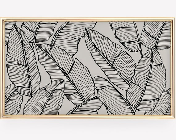 Frame Tv Art Modern Botanical Art Neutral Abstract Banana Leaves Tv Art For 4k Frame Tv